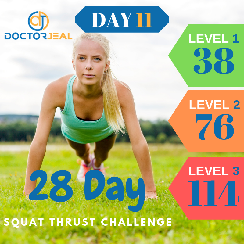 28 Day Squat Thrust Challenge Targets Day 11