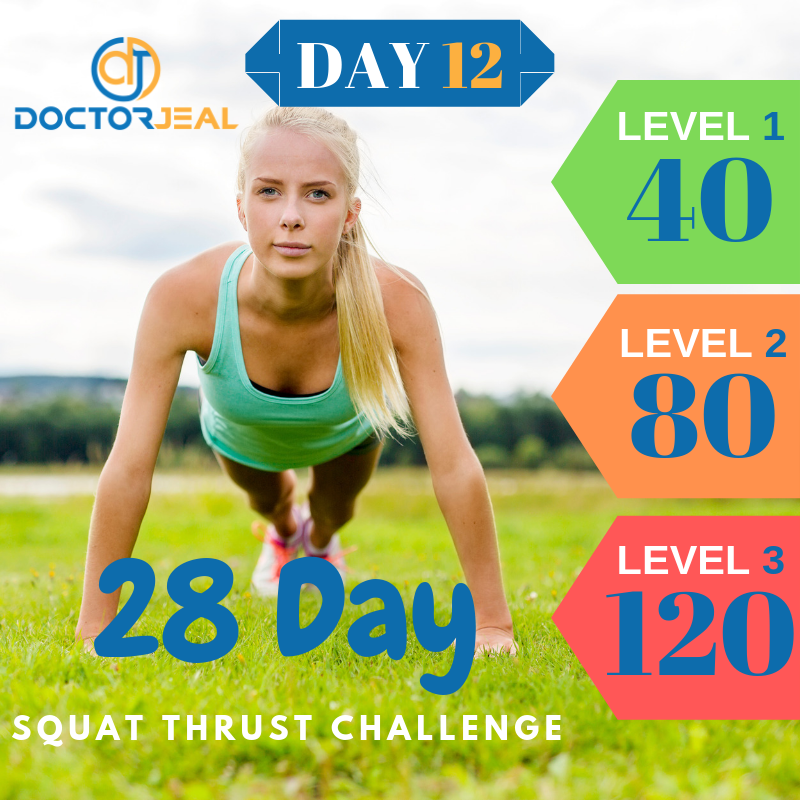 28 Day Squat Thrust Challenge Targets Day 12