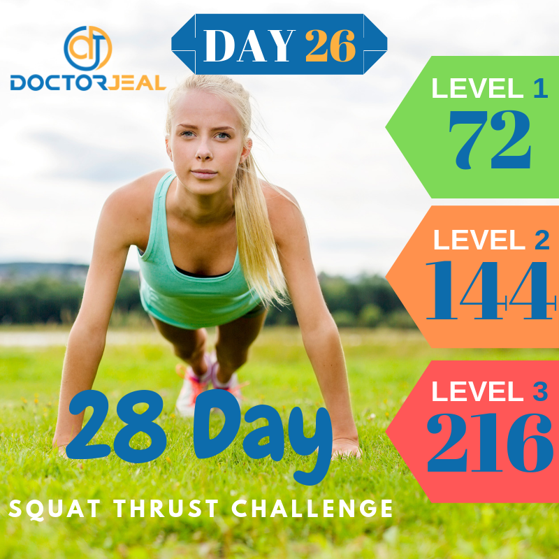 28 Day Squat Thrust Challenge Targets Day 26