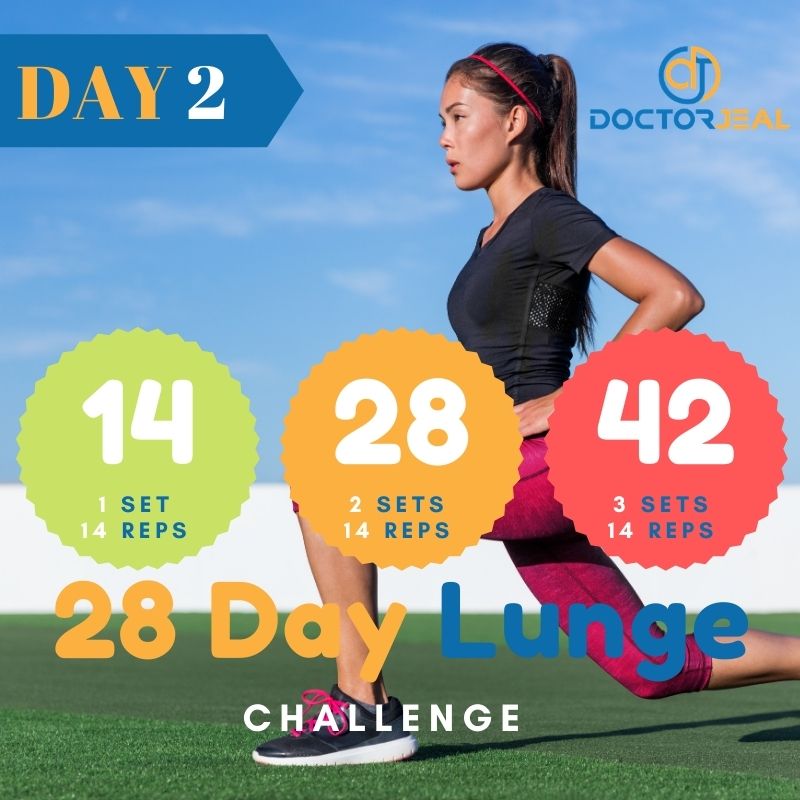 28 Day Lunge Challenge Targets - Female - DoctorJeal - Day 2