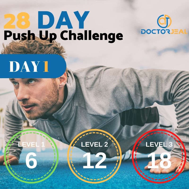 28 Day Push Up Challenge Daily Targets MALE Day 1