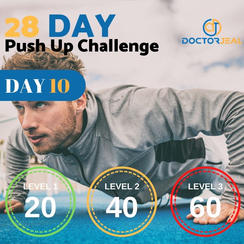 28 Day Push Up Challenge Daily Targets MALE Day 10