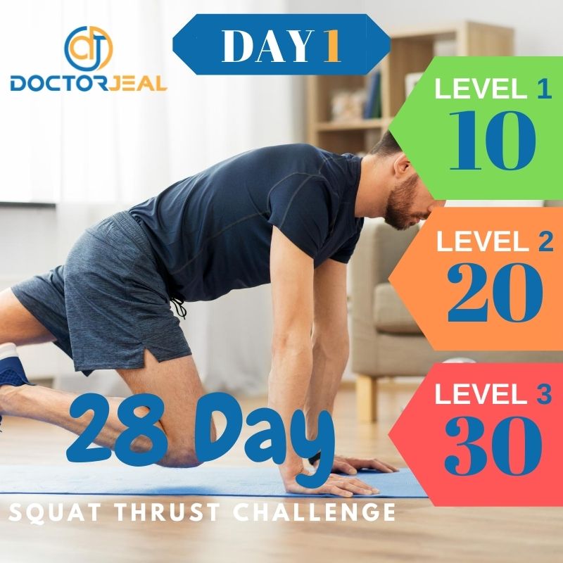 28 Day Squat Thrust Challenge Male Day 1