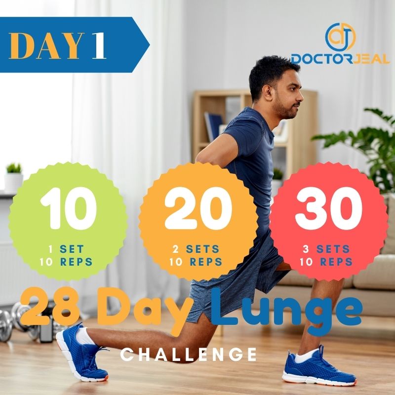 28 Day Lunge Challenge Targets - Male - DoctorJeal - Day 1