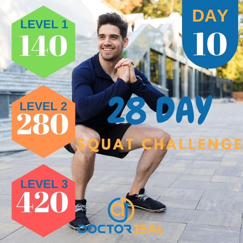 28 Day Squat Challenge Targets - Male - Day - 10