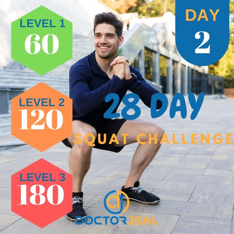 28 Day Squat Challenge Targets - Male - Day - 2