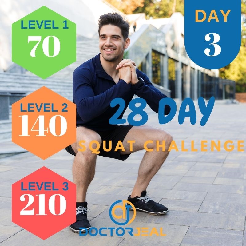 28 Day Squat Challenge Targets - Male - Day - 3