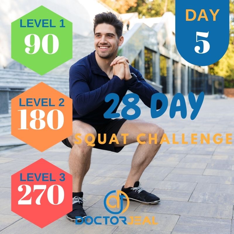 28 Day Squat Challenge Targets - Male - Day - 5