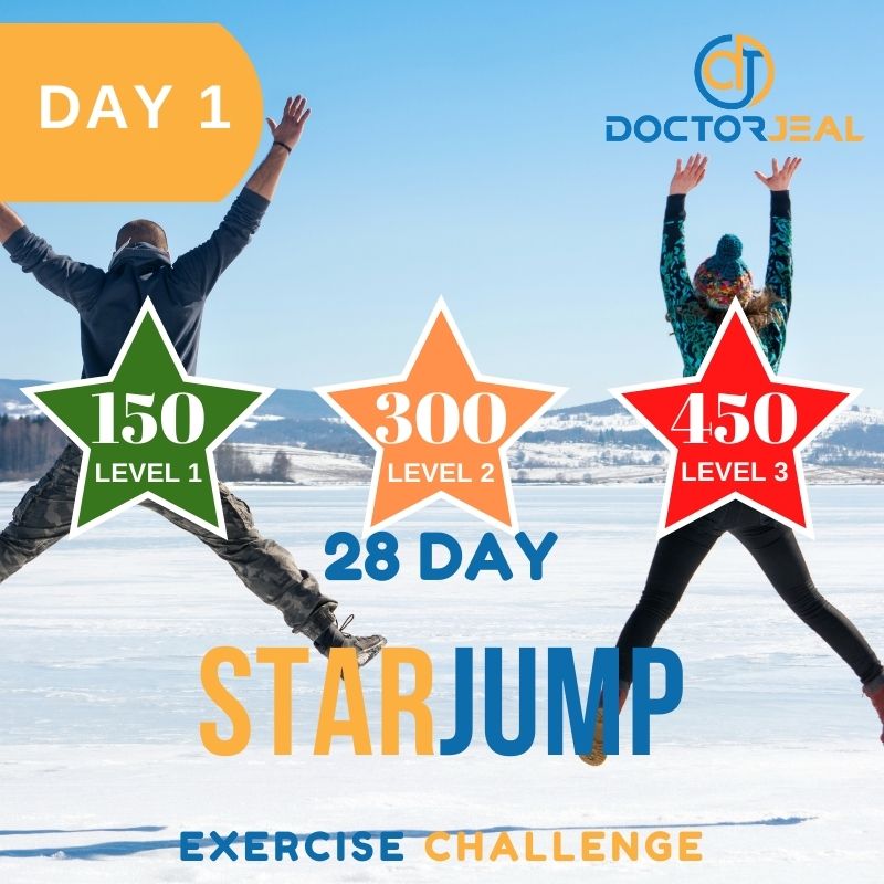 28 Day Star Jump Exercise Challenge Targets Day 1