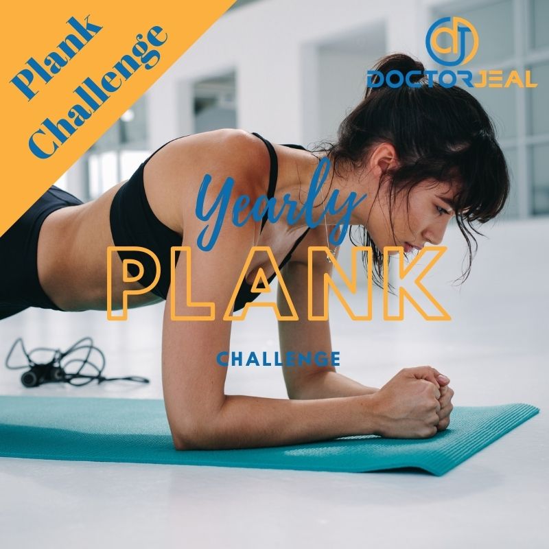 women performing a plank exercise with the words 'yearly plank challenge'