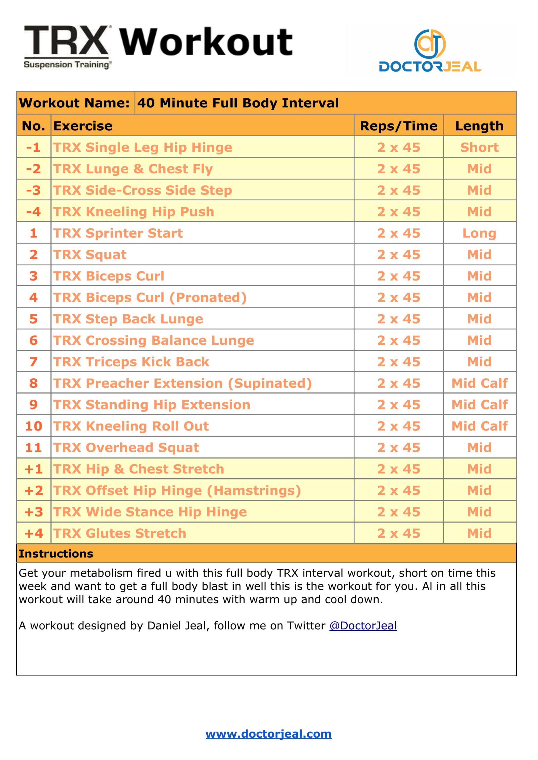 Full Body Interval Workout Card Pdf