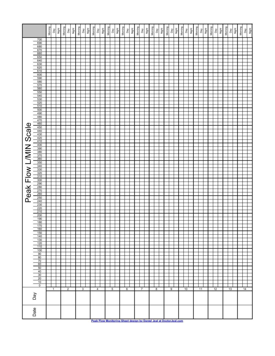 Peak Flow Monitoring Sheet (14 Day)
