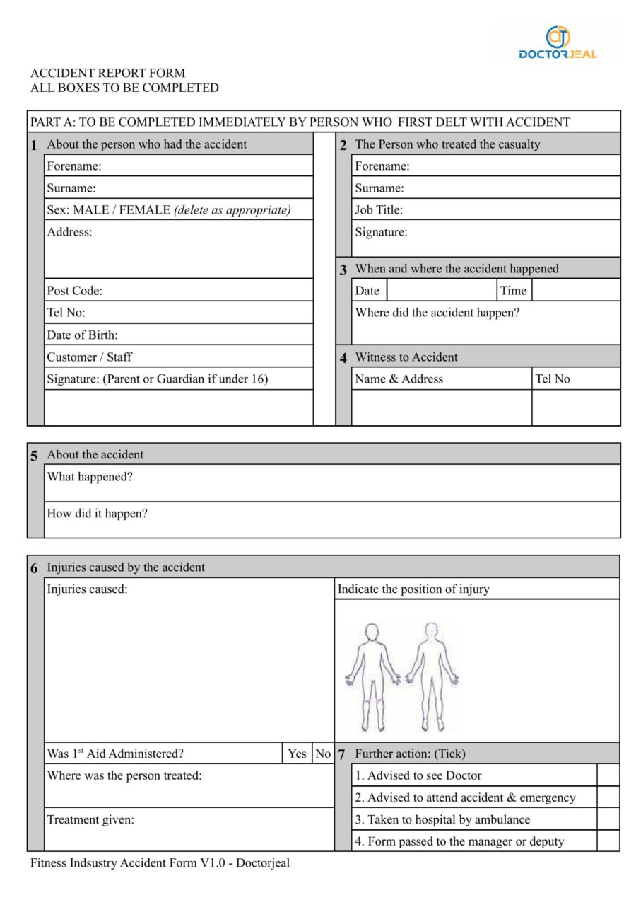 Fitness Industry Accident Form